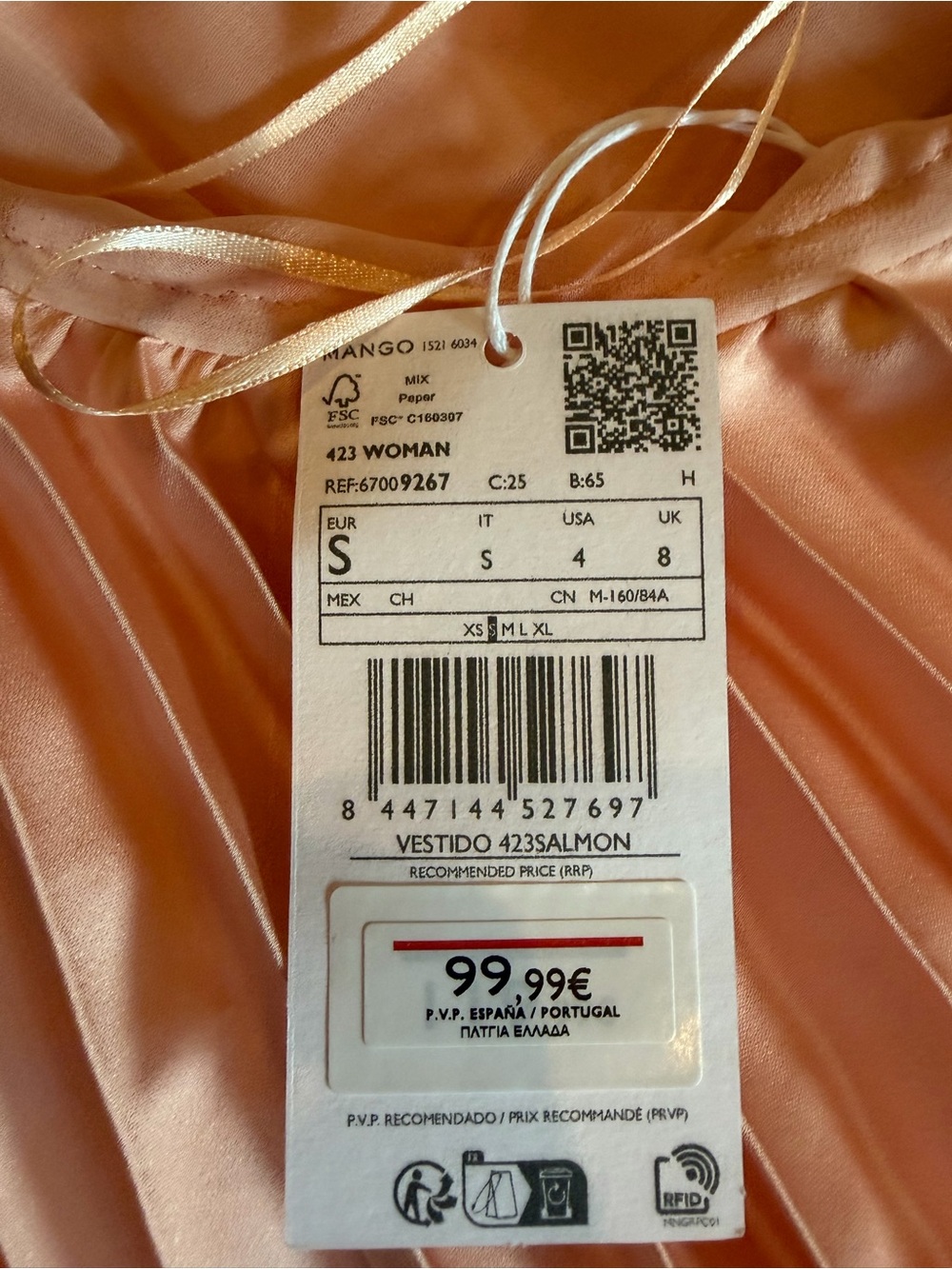 Mango Salmon Pink Pleated Halter Dress - Picture 10 of 11